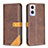 Leather Case Stands Flip Cover Holder B14F for Oppo F21s Pro 5G Brown