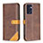 Leather Case Stands Flip Cover Holder B14F for Oppo Reno7 5G Brown