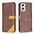 Leather Case Stands Flip Cover Holder B14F for Oppo Reno7 Lite 5G Brown