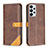 Leather Case Stands Flip Cover Holder B14F for Samsung Galaxy A23 5G Brown