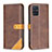 Leather Case Stands Flip Cover Holder B14F for Samsung Galaxy A51 4G Brown