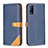 Leather Case Stands Flip Cover Holder B14F for Vivo Y20 Blue