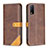 Leather Case Stands Flip Cover Holder B14F for Vivo Y20 Brown