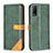 Leather Case Stands Flip Cover Holder B14F for Vivo Y20 Green