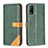 Leather Case Stands Flip Cover Holder B14F for Vivo Y20s Green