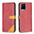 Leather Case Stands Flip Cover Holder B14F for Vivo Y21 Red
