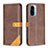 Leather Case Stands Flip Cover Holder B14F for Xiaomi Mi 11X Pro 5G Brown