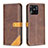 Leather Case Stands Flip Cover Holder B14F for Xiaomi Redmi 10C 4G Brown