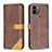 Leather Case Stands Flip Cover Holder B14F for Xiaomi Redmi A1 Plus Brown