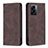 Leather Case Stands Flip Cover Holder B15F for Oppo A77 5G Brown