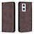 Leather Case Stands Flip Cover Holder B15F for Oppo Reno8 Lite 5G Brown