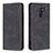 Leather Case Stands Flip Cover Holder B15F for Xiaomi Redmi 9 Prime India Black