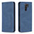 Leather Case Stands Flip Cover Holder B15F for Xiaomi Redmi 9 Prime India Blue