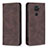 Leather Case Stands Flip Cover Holder B15F for Xiaomi Redmi Note 9 Brown