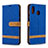 Leather Case Stands Flip Cover Holder B16F for Samsung Galaxy M10S Blue