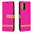 Leather Case Stands Flip Cover Holder B16F for Xiaomi Redmi Note 10 4G Hot Pink