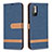 Leather Case Stands Flip Cover Holder B16F for Xiaomi Redmi Note 10 5G Navy Blue