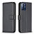 Leather Case Stands Flip Cover Holder B17F for Motorola Moto G Power (2022) Black