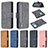 Leather Case Stands Flip Cover Holder B18F for Samsung Galaxy A50