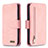Leather Case Stands Flip Cover Holder B18F for Samsung Galaxy A50 Rose Gold