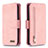 Leather Case Stands Flip Cover Holder B18F for Samsung Galaxy A51 4G Rose Gold