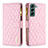 Leather Case Stands Flip Cover Holder BF1 for Samsung Galaxy S22 5G Rose Gold