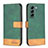 Leather Case Stands Flip Cover Holder BF2 for Samsung Galaxy S22 5G Green