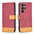 Leather Case Stands Flip Cover Holder BF2 for Samsung Galaxy S22 Ultra 5G Red