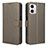 Leather Case Stands Flip Cover Holder BY1 for Motorola Moto G73 5G Brown
