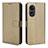 Leather Case Stands Flip Cover Holder BY1 for Oppo A58x 5G Brown