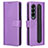 Leather Case Stands Flip Cover Holder BY1 for Samsung Galaxy Z Fold3 5G Purple