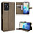 Leather Case Stands Flip Cover Holder BY1 for Vivo T1 5G India Brown