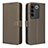 Leather Case Stands Flip Cover Holder BY1 for Vivo V27 5G Brown