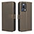 Leather Case Stands Flip Cover Holder BY1 for Xiaomi Mi 12 Lite NE 5G Brown