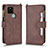 Leather Case Stands Flip Cover Holder BY2 for Google Pixel 5 Brown