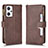 Leather Case Stands Flip Cover Holder BY2 for Oppo Reno7 A Brown