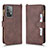 Leather Case Stands Flip Cover Holder BY2 for Samsung Galaxy A52 5G Brown