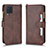 Leather Case Stands Flip Cover Holder BY2 for Samsung Galaxy M22 4G Brown