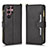 Leather Case Stands Flip Cover Holder BY2 for Samsung Galaxy S22 Ultra 5G Black