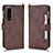 Leather Case Stands Flip Cover Holder BY2 for Sony Xperia 5 III Brown