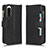 Leather Case Stands Flip Cover Holder BY2 for Sony Xperia 5 IV Black