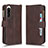 Leather Case Stands Flip Cover Holder BY2 for Sony Xperia 5 IV Brown
