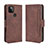 Leather Case Stands Flip Cover Holder BY3 for Google Pixel 5 XL 5G Brown