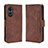 Leather Case Stands Flip Cover Holder BY3 for Oppo A58 5G Brown