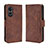 Leather Case Stands Flip Cover Holder BY3 for Oppo A58x 5G Brown