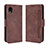Leather Case Stands Flip Cover Holder BY3 for Samsung Galaxy A22 5G SC-56B Brown