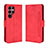 Leather Case Stands Flip Cover Holder BY3 for Samsung Galaxy S22 Ultra 5G Red