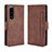 Leather Case Stands Flip Cover Holder BY3 for Sony Xperia 5 III Brown