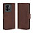 Leather Case Stands Flip Cover Holder BY3 for Vivo V25e Brown