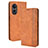 Leather Case Stands Flip Cover Holder BY4 for Oppo A18 Brown